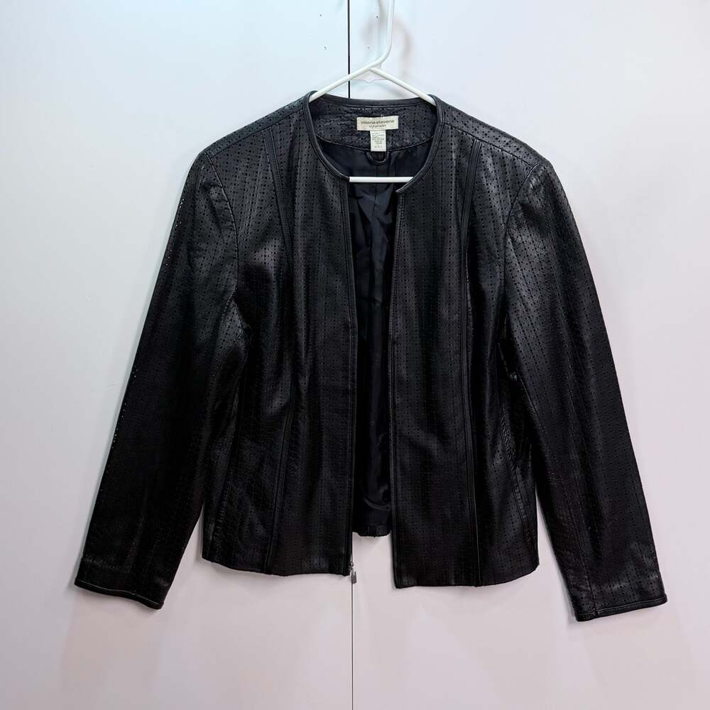 Valerie Stevens Separates Black Perforated Leather Jacket